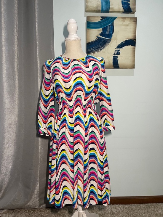 kate spade Dresses & Skirts - Kate Spade NY Silk Blend Brighton Zari Dress Size 10 Multicolor Wave Stripe